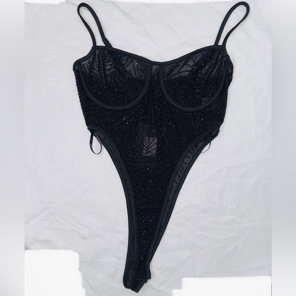 Black Beaded Bodysuit
